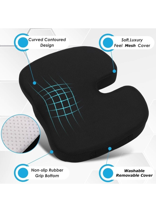 Generic Gel Layer Memory Foam Comfort Seat Cushion Pillow For Office Chair Car  Longer Sitting - Butt Tailbone Back Coccyx Sciatica Black  - Image 4