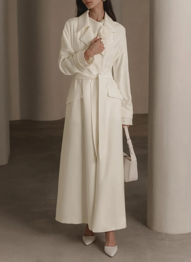 Lichi Loose maxi trench with matching waistband