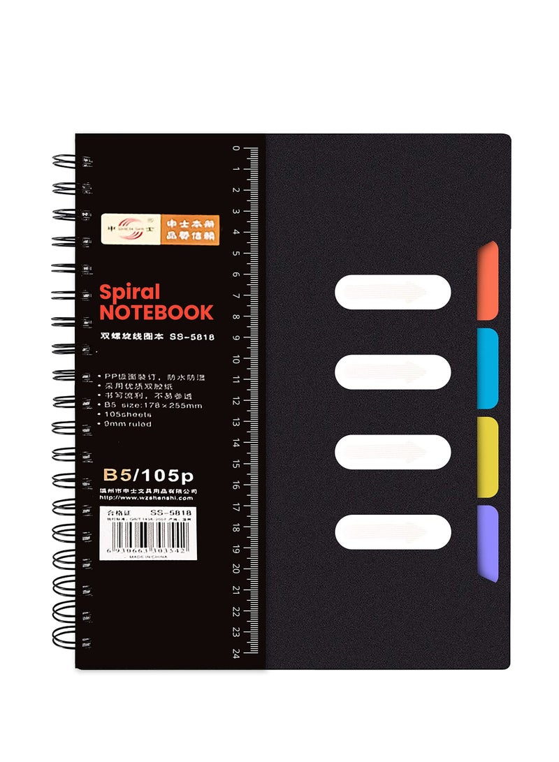 Generic Spiral Notebook, A5 Grid Paper, to Do List Planner Refill Paper, Wire-Bound Notebook with Colored Dividers, 105 Sheets (210 s), Used as a Notepad, Journal, Sketchbook, Work Diary, Etc. - Image 1