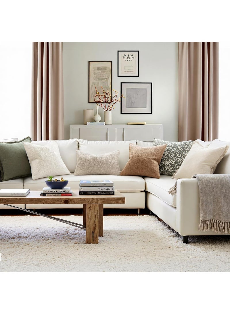 2 Pack Boucle Decorative Throw Pillow Covers, 18x18 Inch, Natural Beige/Ivory, 100% Polyester - Image 5