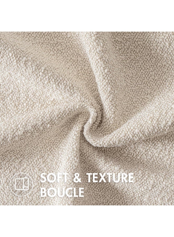2 Pack Boucle Decorative Throw Pillow Covers, 18x18 Inch, Natural Beige/Ivory, 100% Polyester - Image 4