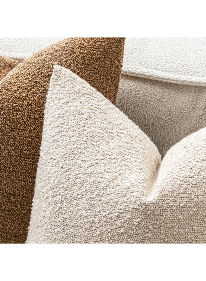 2 Pack Boucle Decorative Throw Pillow Covers, 18x18 Inch, Natural Beige/Ivory, 100% Polyester - Image 3