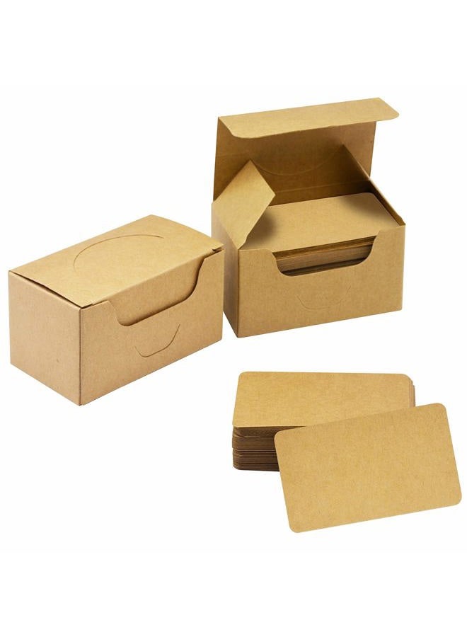 Vantasii 250 PCs Original Wood Color Blank Kraft Paper Round Corner Flash Word Message Gift DIY Index Card (3.5” X 2.1”) - Image 1