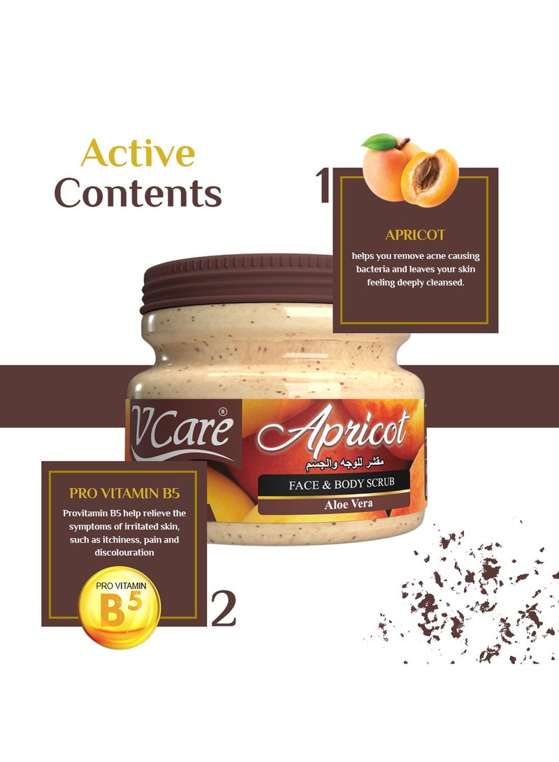 Vcare Face and Body Scrub ; 500ml ; Apricot with Aloe Vera Extracts ; Refreshing Exfoliation & Moisturization - Image 4