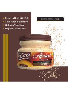 VCare Vcare Face and Body Scrub ; 500ml ; Apricot with Aloe Vera Extracts ; Refreshing Exfoliation & Moisturization  - Image 2