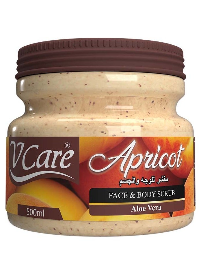 Vcare Face and Body Scrub ; 500ml ; Apricot with Aloe Vera Extracts ; Refreshing Exfoliation & Moisturization - Image 1