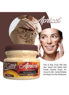 VCare Vcare Face and Body Scrub ; 500ml ; Apricot with Aloe Vera Extracts ; Refreshing Exfoliation & Moisturization  - Image 3