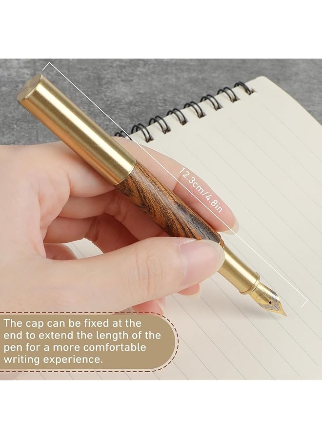 erorex Wooden Fountain Penshort Paragraph Pocket Mini Travel Fountain Pen Fancy Pens With 15 Pcs 2.6Mm Black Ink Cartridges Fountain Pen Fine Nib For Journaling Office School Supplies - Image 3