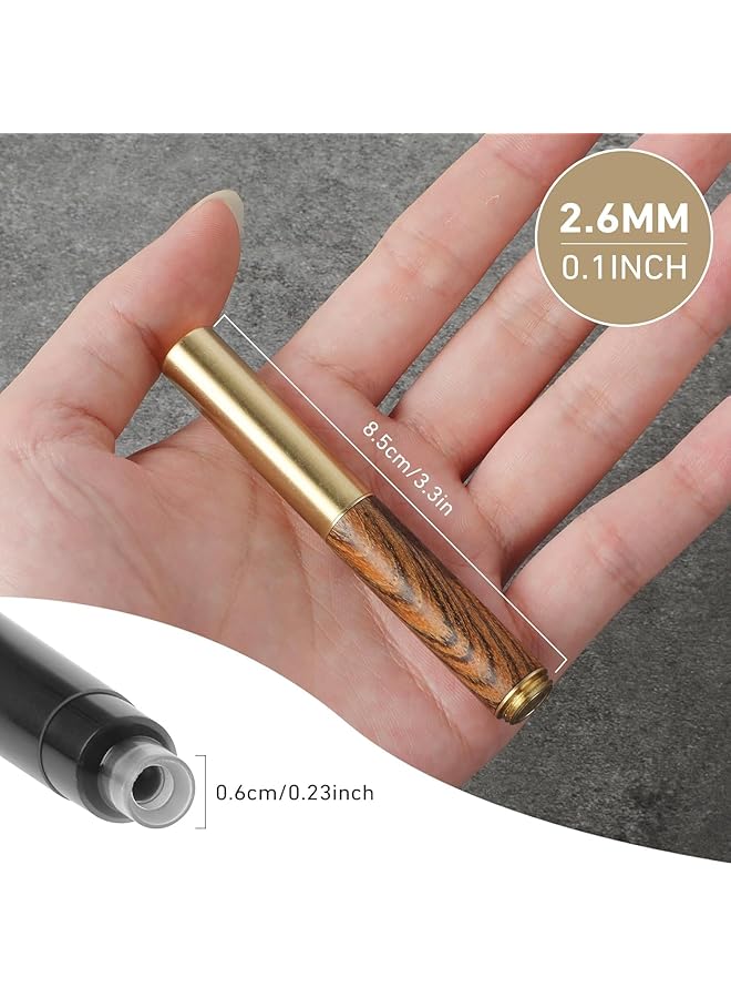 erorex Wooden Fountain Penshort Paragraph Pocket Mini Travel Fountain Pen Fancy Pens With 15 Pcs 2.6Mm Black Ink Cartridges Fountain Pen Fine Nib For Journaling Office School Supplies - Image 4