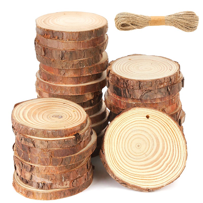 VGOODALL Wood Slices 36 Pcs 78 cm Natural Unfinished Wooden Circles Wooden Rounds for Art Creation DIY Crafts Wedding Decorations Christmas Ornaments