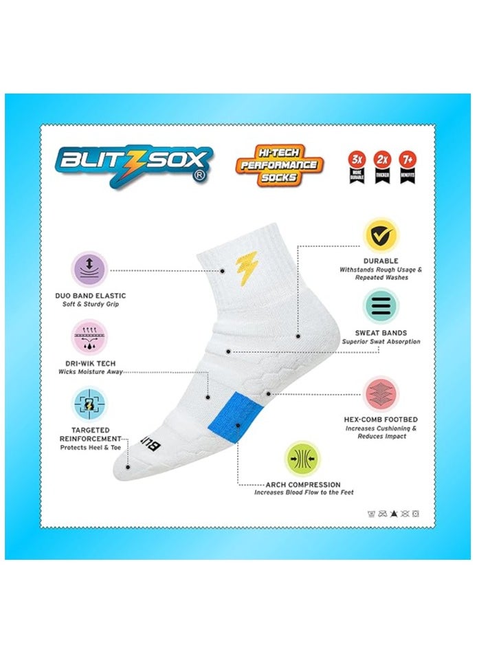 BLITZSOX BLITZSOX Hi-Tech Performance Athletic Socks (Badminton, Running, Gym & Indoor Training), Pack of 3 (Size UK 7-11, Multicolored)  - Image 2