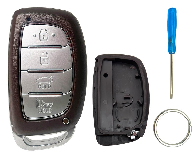 Arruweer Smart Key Fob Cover Case Shell Fit for Hyundai Tucson Sonata Elantra 2015 2016 2017 2018 2019 2020 2021 Keyless Entry Remote Casing (with Battery Holder B) - Image 1
