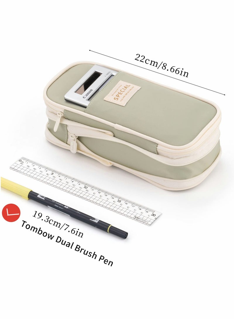 SOLARAE Big Capacity Pencil Case, Large Case for School Office College, Fashion Portable Storage Bag Boys and Girls (Green) - Image 5