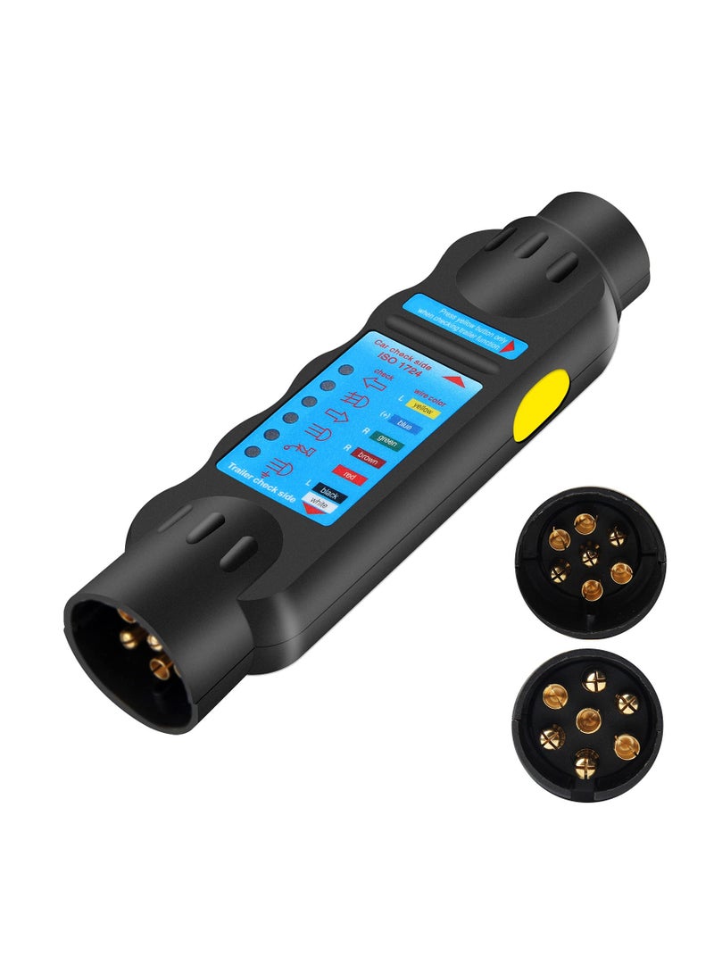 SYOSI Trailer Tester Tool, 7 Pin 12V Socket Tester Light Electrics Diagnostic Test Tool Caravan RV Testing Truck Trailer Maintenance Plug Socket Inspection for Caravan RV Truck Trailer - Image 1