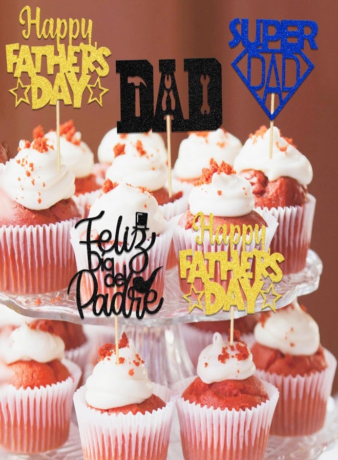 WFKLDF 24 Pcs Father's Day Cupcake Toppers, Fathers Day Decorations, Super Dad Cupcake Picks, Best Dad Ever, Happy Father's Day Party Decor Supplies - Image 3