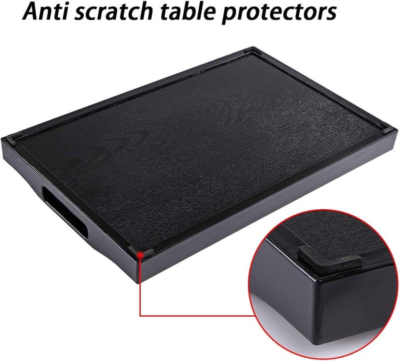 MDLUU Large Serving Tray, Plastic Ottoman Tray with Cutout Handles, Rectangle Butler Tray for Breakfast in Bed, Coffee Table Decor, Party (Black) - Image 4