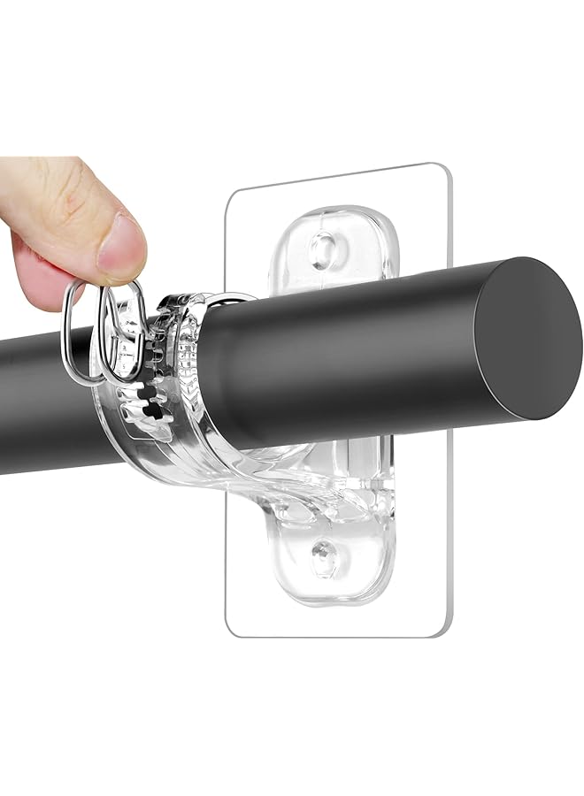 erorex 2 Pack No Drill Adhesive Curtain Rod Brackets, No Wall Damage Rod Holders, Sticky Curtain Rods Hooks, Nail Free Adjustable Curtain Hanger for Wall, Decor Living Room, Bedroom, Bathroom  - Image 1