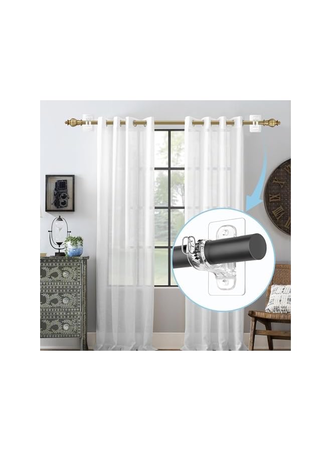 erorex 2 Pack No Drill Adhesive Curtain Rod Brackets, No Wall Damage Rod Holders, Sticky Curtain Rods Hooks, Nail Free Adjustable Curtain Hanger for Wall, Decor Living Room, Bedroom, Bathroom  - Image 2