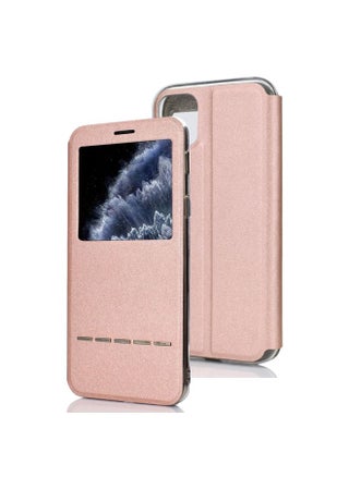 Case Cover For iPhone 11 Pro Matte Texture Horizontal Flip Bracket Mobile Phone Holster Window with Caller ID and Metal Button Slide To Unlock Rose Gold - pzsku/Z4BF66B8B4C97E2D19183Z/45/_/1712359508/5d7060c8-9104-49d1-ae1c-177c98d65bdd