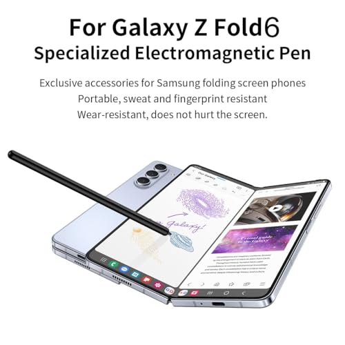 SHIEID Galaxy Z Fold 6 S Pen Fold Edition, Slim Replacement S Pen with Anti-Mistouch Technology, Compatible with Samsung Galaxy Z Fold 6/Z Fold 5/Fold 4/Fold 3 + Tips/Nibs, Black - Image 2