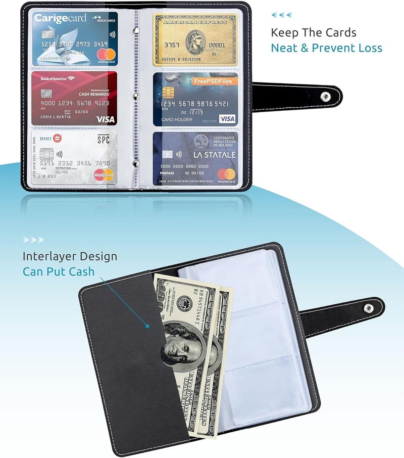 KASTWAVE Leather Professional Business Card Book Holder Organizer, 240 Capacity Credit Card Booklet, PU Name Cards Holder Storage File for Men Women,Black - Image 5