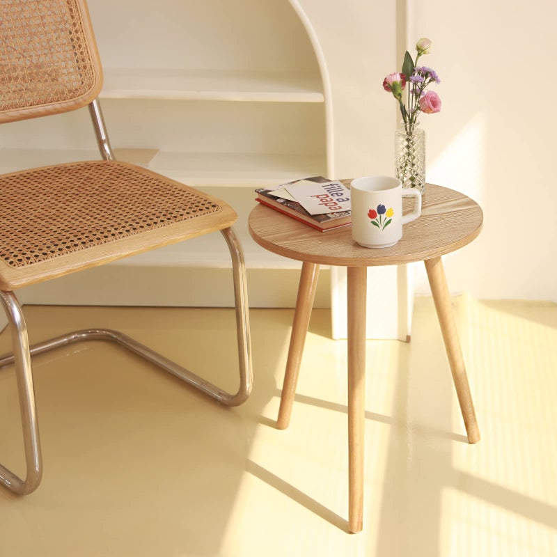AWASEN Side Table Round, Small Accent Table Nightstand Modern End Table for Living Room Bedroom Office Small Spaces, 15.7''D x 19.69''H(Natural Walnut) - Image 2