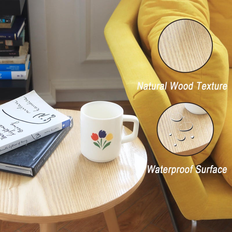 AWASEN Side Table Round, Small Accent Table Nightstand Modern End Table for Living Room Bedroom Office Small Spaces, 15.7''D x 19.69''H(Natural Walnut) - Image 5