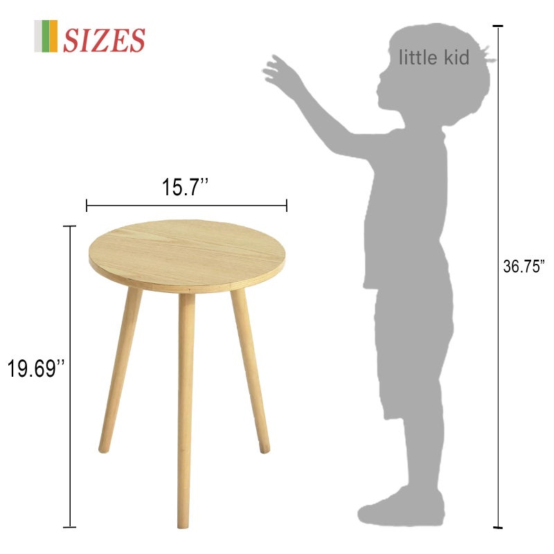 AWASEN Side Table Round, Small Accent Table Nightstand Modern End Table for Living Room Bedroom Office Small Spaces, 15.7''D x 19.69''H(Natural Walnut) - Image 3