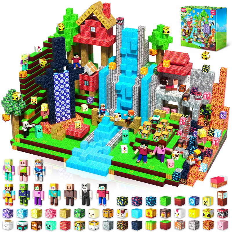 Annexfun 464PCS Magnetic Blocks with 10 Action Figures 2026 STEM Magnetic Building Blocks for Kids Christmas Creative Educational Play Set for Boys Girls - Image 3