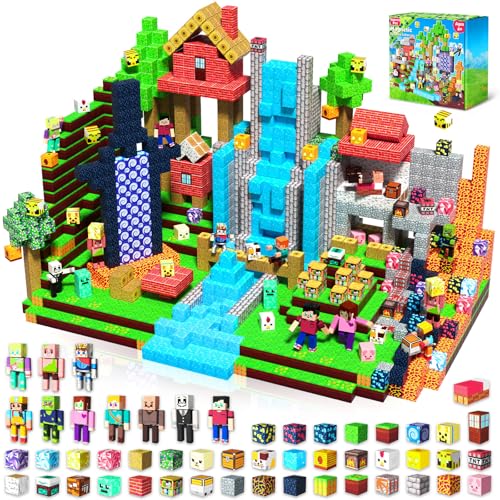 Annexfun 464PCS Magnetic Blocks with 10 Action Figures 2026 STEM Magnetic Building Blocks for Kids Christmas Creative Educational Play Set for Boys Girls - Image 1