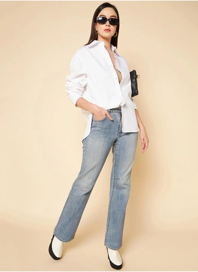 هاي ستار Oversized Solid Shirt with Long Sleeves by Styli