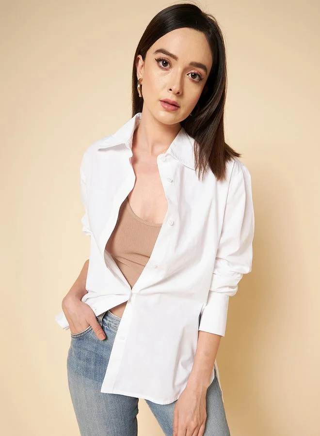 HIGH STAR Oversized Solid Shirt with Long Sleeves by Styli