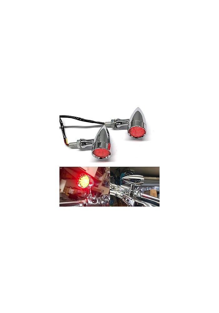 DREAMIZER 2pcs Chrome Motorcycle Bullet LED Turn Signal Light Blinker Running Tail Light Compatible With Sportster 883 - Image 1