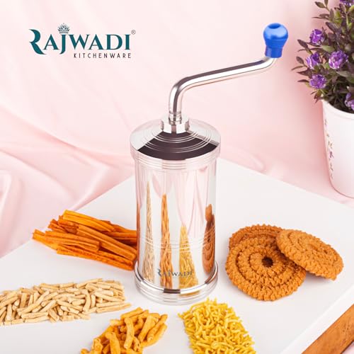 Rajwadi Stainless Steel Sev Sancha Machine/sevga/Muruku Maker with 6 Jali, Kitchen Tools of Namkeen and Snacks Maker (Deluxe) - Image 4