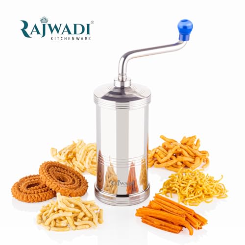 Rajwadi Stainless Steel Sev Sancha Machine/sevga/Muruku Maker with 6 Jali, Kitchen Tools of Namkeen and Snacks Maker (Deluxe) - Image 2