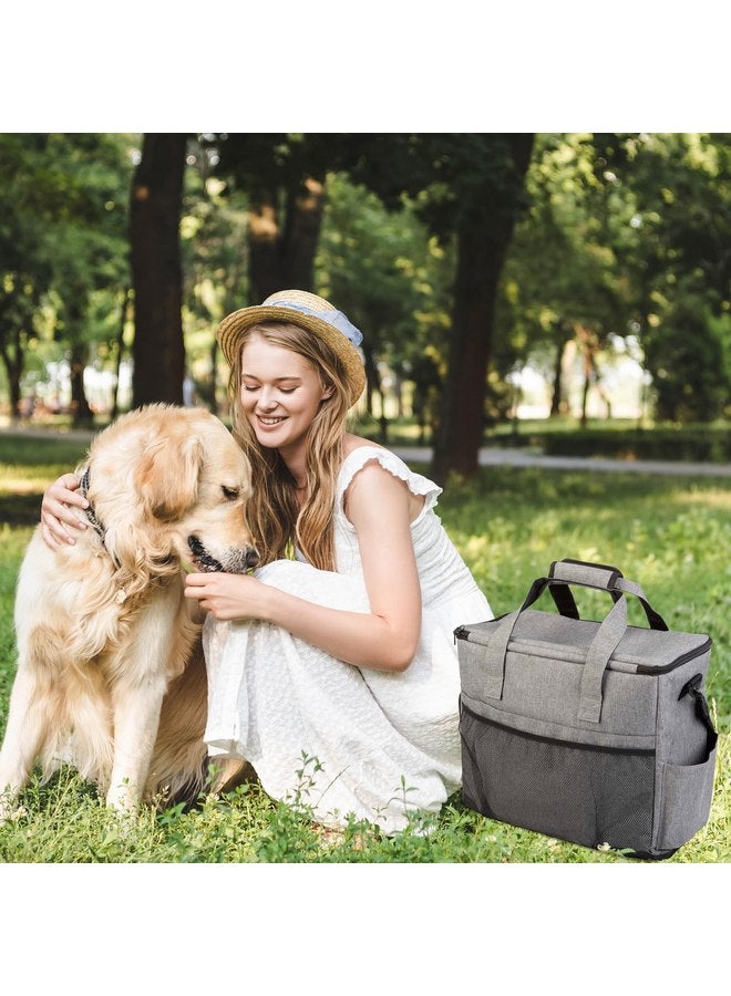 PETMAKER Dog Travel Bag - Cat and Dog Storage Organizer with Pockets, Mat, 2 Food Containers, and 2 Large Collapsible Travel Dog Bowls by PETMAKER (Gray) - Image 3