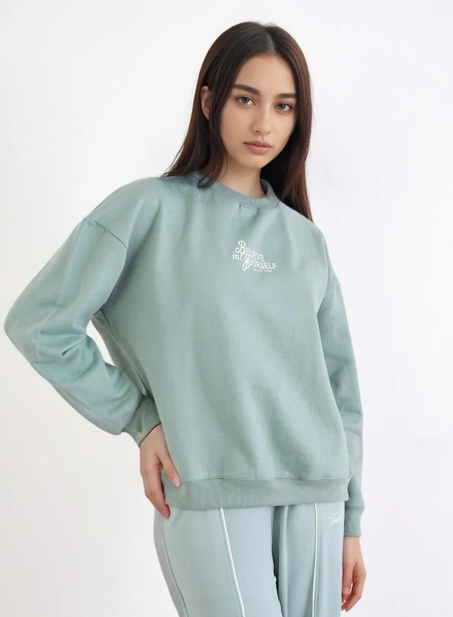 Styli Styli Mint Green Believe in Yourself Sweatshirt