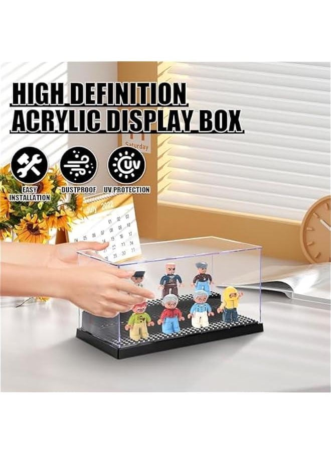 Generic - 2 Pack Minifigure Display Case for Action Figures Blocks, Acrylic Display Box Storage, Clear Minifigure Display Shelves with 3 Movable Steps Disply Shelf Gift Collection Models Minifigures (Grey) - Image 1