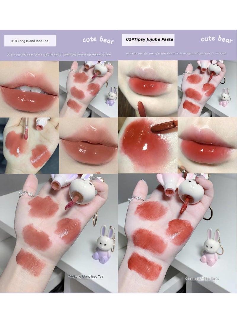 Gege Bear Cute Bunny Keychain Lip Tint | Hydrating, High-Shine Lip Stain |Moisturizing Lightweight, Long-Lasting, Non-Sticky Lip Gloss | Soft & Smooth Lip Color | Korean Beauty Lip Tint | Smudge-Proof, Glossy Finish Lipstain| Nourishing Lip Makeup For Women| Shades #01 (#1Long Island Iced Tea, 2g) - Image 2