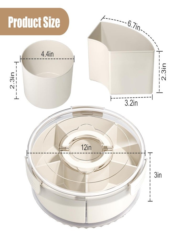 DAOTENGQL Rotating Snackle Box Container, Large Snack Spinner Box, Divided Serving Tray with Lid and Handle, Multi purpose Food Organizer and Storage Platter for Charcuterie Veggie Fruit - Image 2