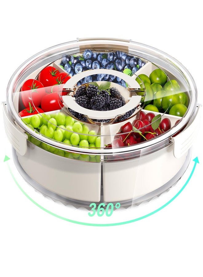 DAOTENGQL Rotating Snackle Box Container, Large Snack Spinner Box, Divided Serving Tray with Lid and Handle, Multi purpose Food Organizer and Storage Platter for Charcuterie Veggie Fruit - Image 1