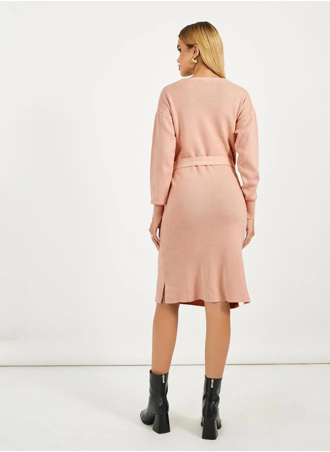 Styli Belted Knit Dress