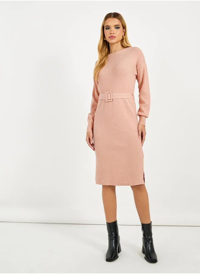 Styli Belted Knit Dress