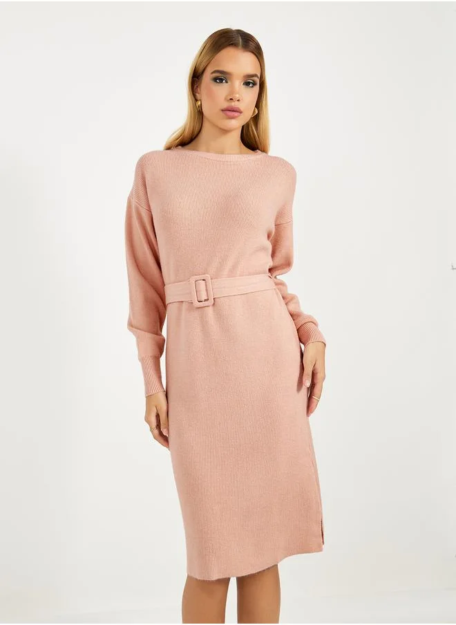 Styli Belted Knit Dress
