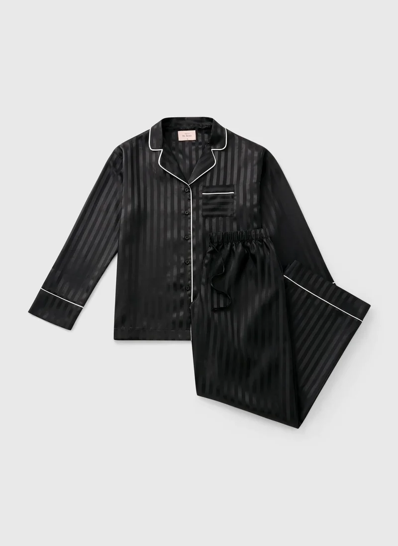 Matalan Black Black Jacquard Satin Pyjama Set for Women | Best Price UAE