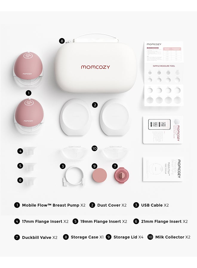 Momcozy Breast Pump Hands Free Mobile Flow | M9, App Discreet Control with Personalized Multi-Modes And 15 Levels, Independent Breastmilk Storage, Wearable Breast Pump M9 24mm, 2 Pack Cozy Red - Image 3