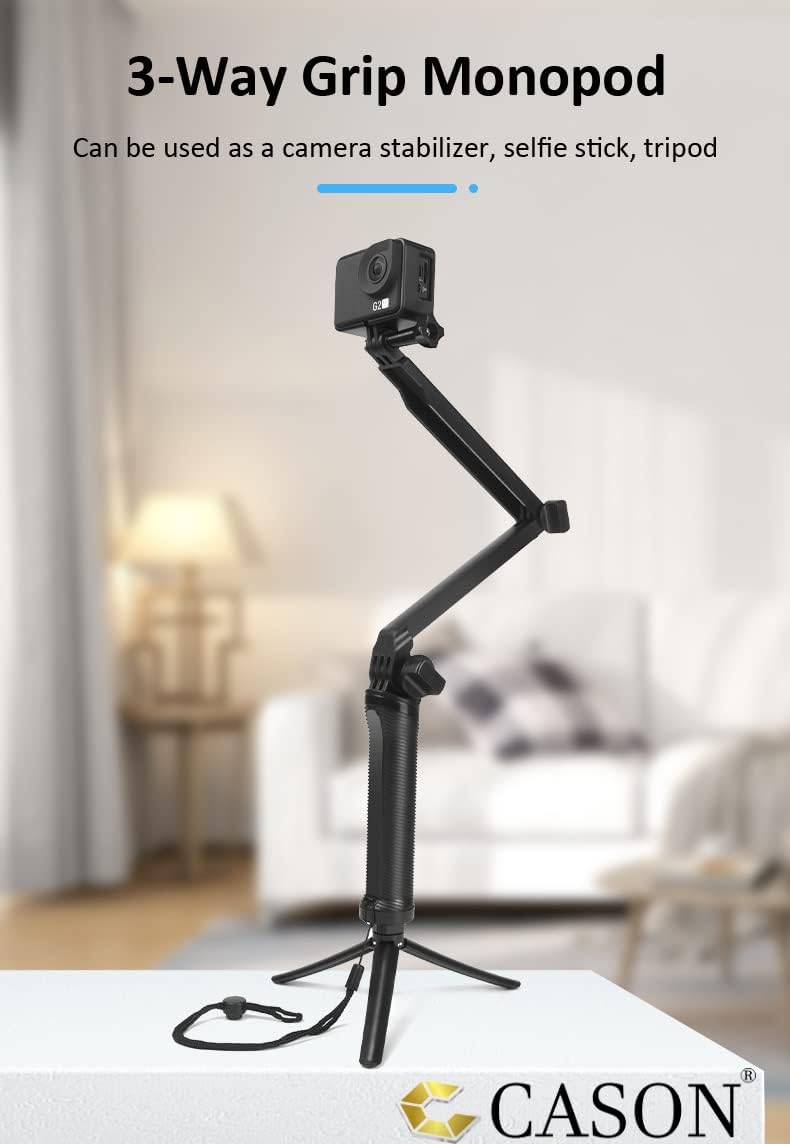 CASON عصا سيلفي ثلاثية الاتجاهات / حامل كاميرا أكشن قابل للطي متوافق مع كاميرات أكشن CN10 CS6، CN50، GoPro Hero 7/6/5، SJCAM SJ6، SJ7، SJ5000 وجميع الكاميرات الأخرى - Image 4