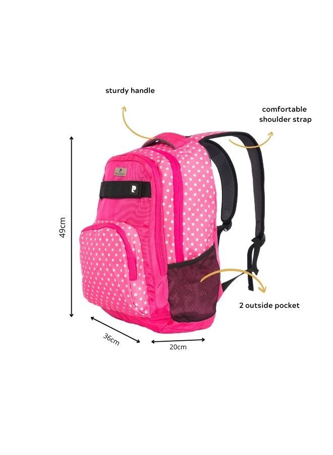 pierre cardin 2pcs Set Kids School Backpack with Pencil Case- Polka Pink Design Dimensions: 49x36x20cm  - Image 3