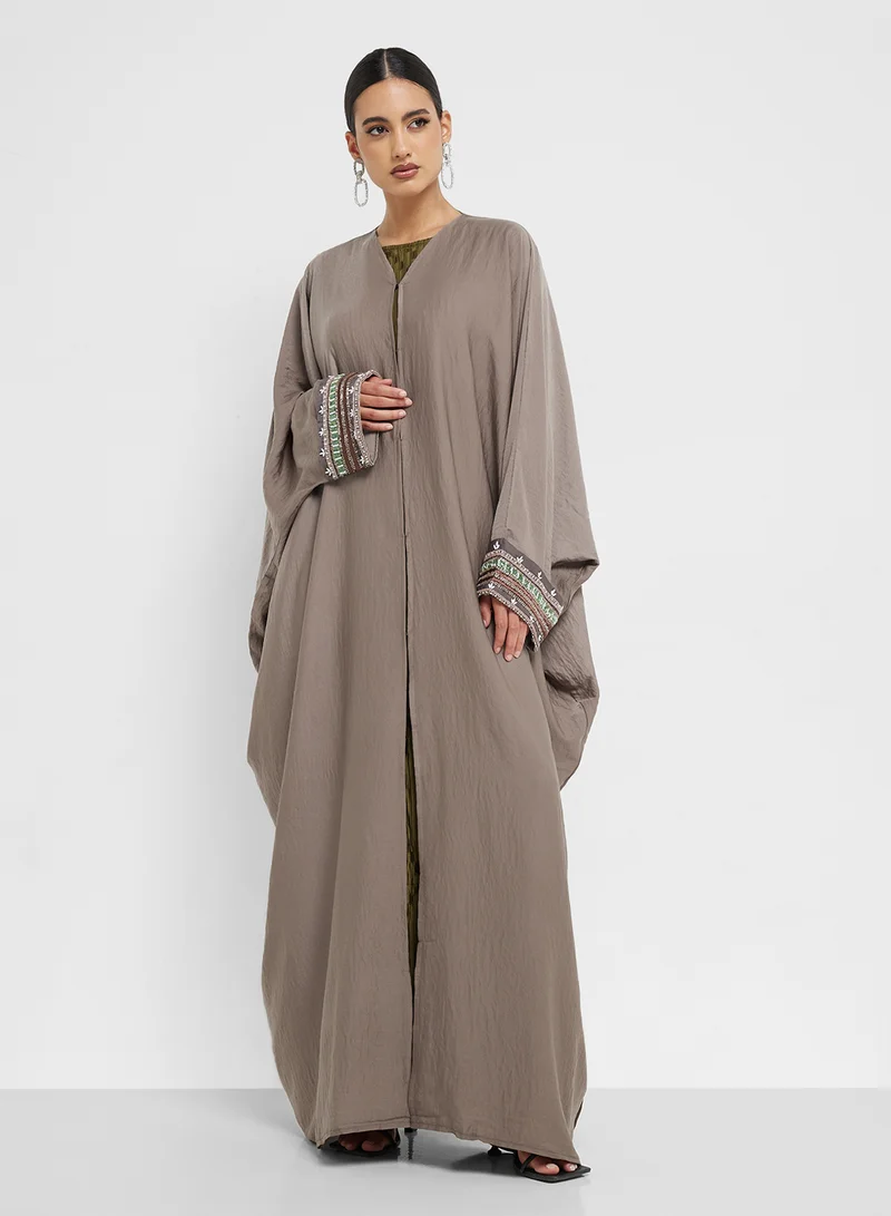 hayas closet Embellished Abaya with Sheila