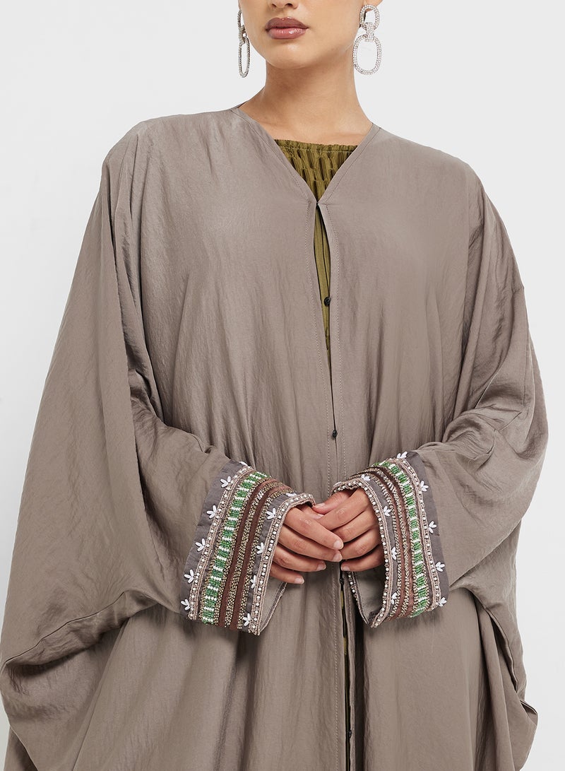 hayas closet Embellished Abaya with Sheila  - Image 3